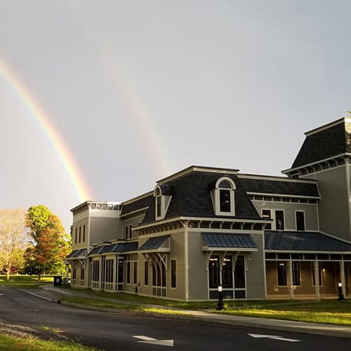 Photo of Exterior and Rainbow Goshen-Public-Library-and-Historical-Society