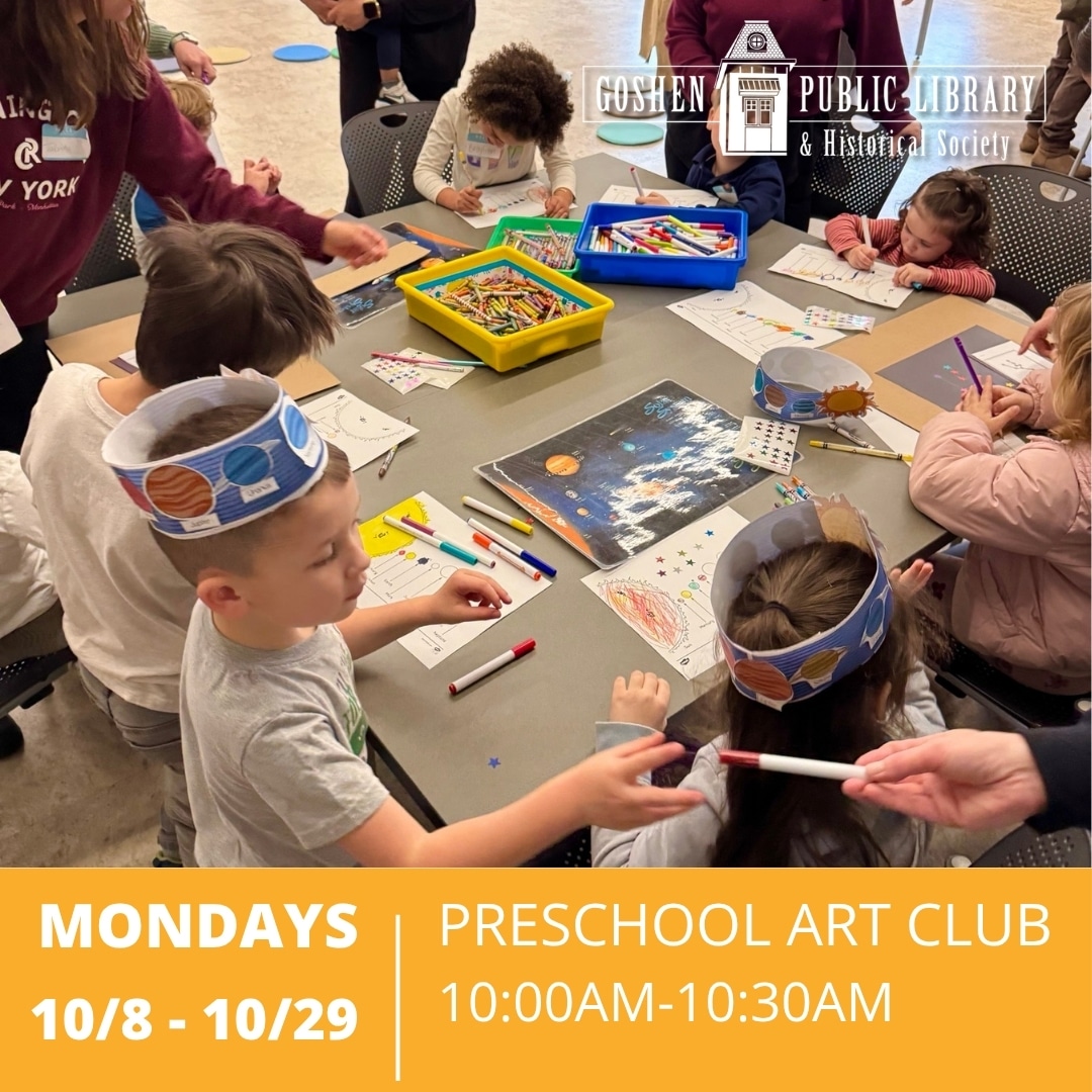 Mondays October 8 to October 29 - Preschool Art Club 10:00 AM to 10:30 AM