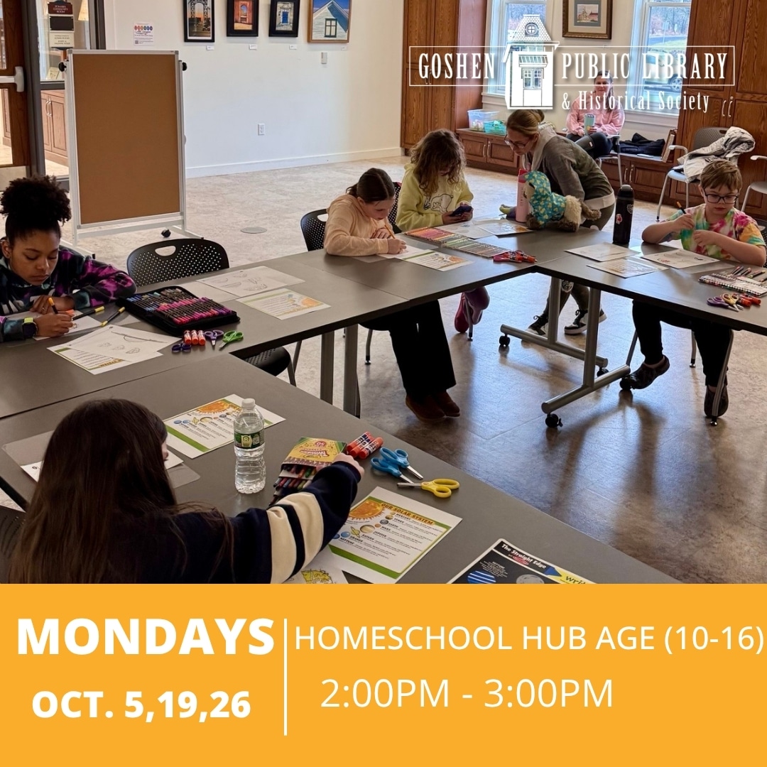 Mondays October 5, 19, 26 - Homeschool Hub Age (10-16) 2:00 PM to 3:00 PM