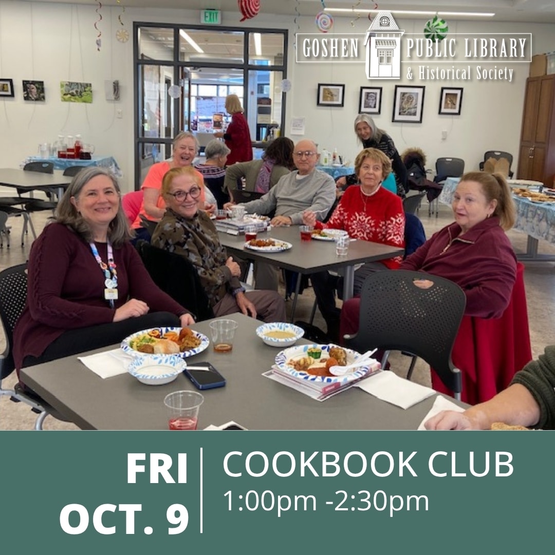 Friday October 9 - Cookbook Club 1:00PM to 2:30 PM