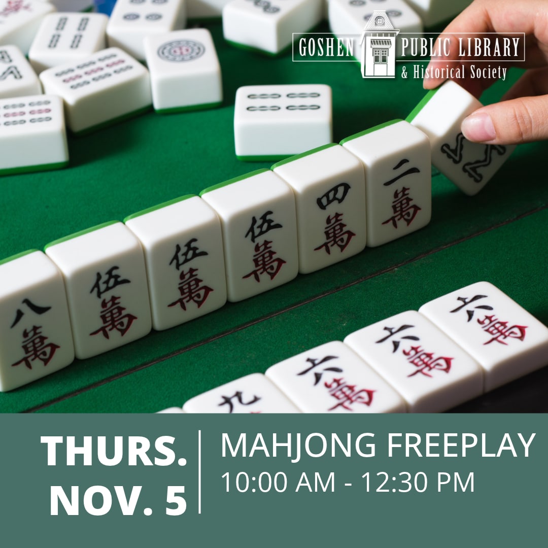 Thursday November 5 - Mahjong Freeplay 10:00 AM to 12:30 PM